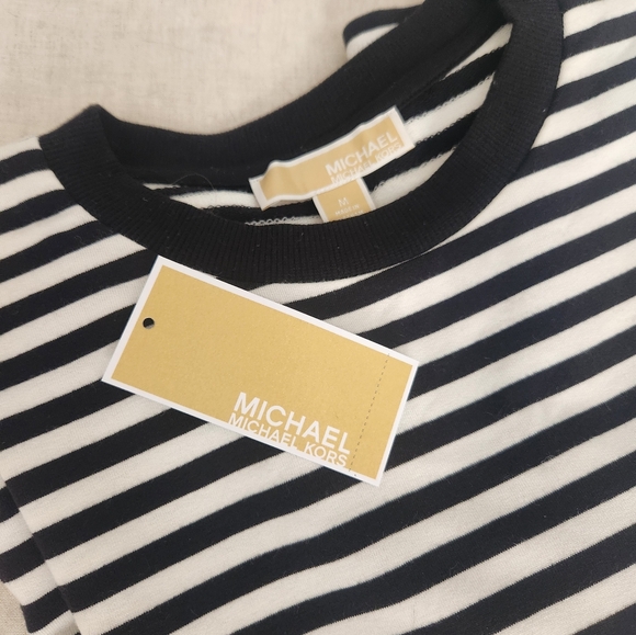 NWOT Michael Kors French Stipe Drop Shoulder Sweater with Bell Sleeves - Picture 8 of 8